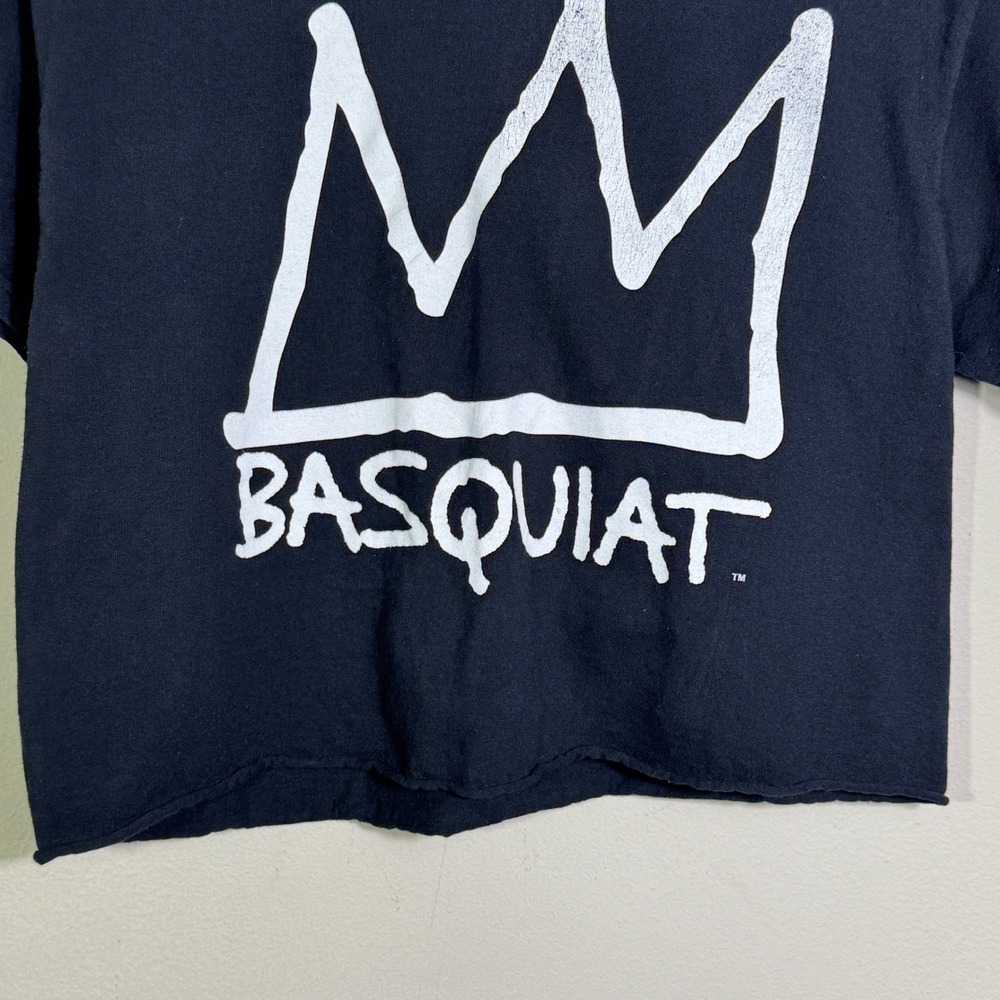 Jean-Michel‎ Basquiat Crown Graphic Crop Tee Black Art Streetwear Shirt Size Med - Picture 2 of 12